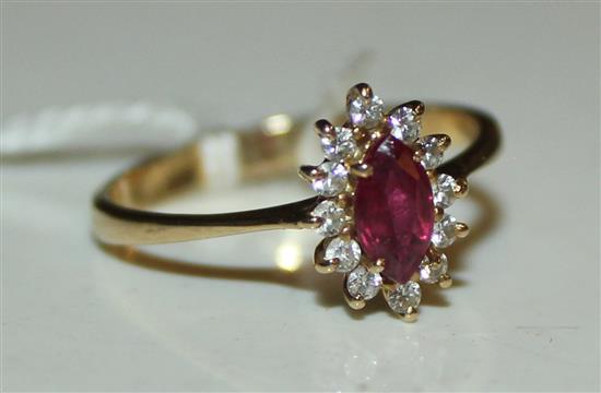 18ct gold, ruby and diamond ring